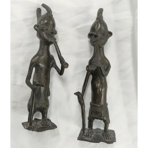 165 - Two African Benin style bronzes of tribal figures.