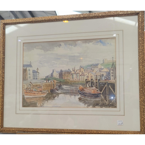 650a - Edward H. Simpson (1901-1989) watercolour of Whitby Harbour, signed bottom right, 24 x 35cm, framed ... 