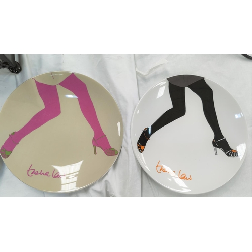 188 - Four Natasha Law designed plates by Alchemy and a novelty teapot
