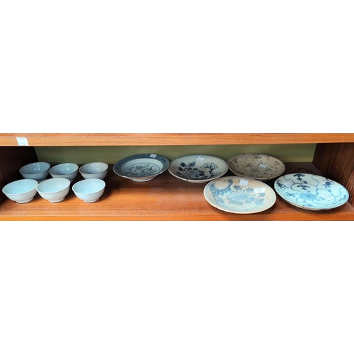 352C - Six Chinese Tek Sing Cargo tea bowls and five smaller dishes