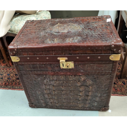 278 - A modern small Colonial style travel trunk - with crocodile / effect covering