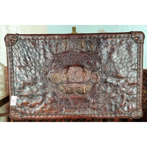 278 - A modern small Colonial style travel trunk - with crocodile / effect covering