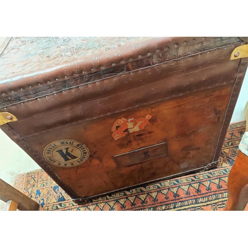 278 - A modern small Colonial style travel trunk - with crocodile / effect covering