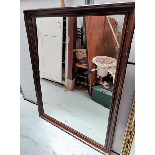 82 - A large rectangular wall mirror in gilt frame; a similar in wood effect frame