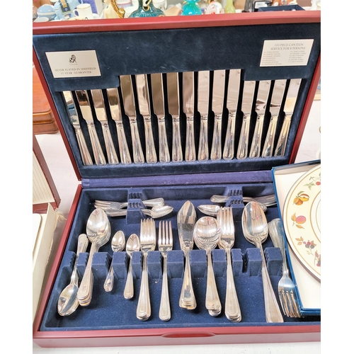 502 - A canteen of silver plated beaded cutlery by Viner's, in fitted mahogany box