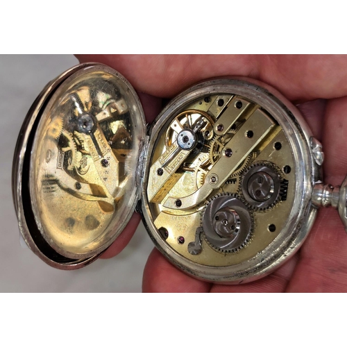 612 - A white metal unusual 'Digital' display with mechanical movement wristwatch, in the manner of Pallwe... 