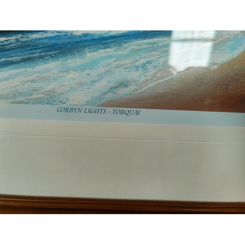 673 - After Craig Long: Corbyn lights Torquay, signed limited edition prints 82/395 framed and glazed