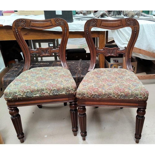 819 - A pair of William IV mahogany chairs, two vintage folding chairs and two bedroom chairs