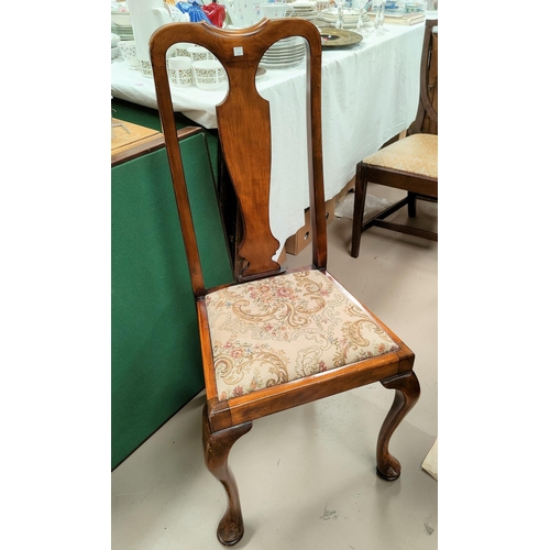 825 - A set of 4 1930's stained walnut dining chairs with floral seats