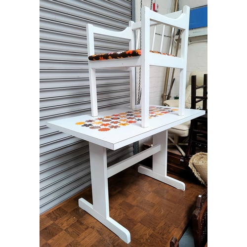 835 - A 1960's white floral Formica table and chair