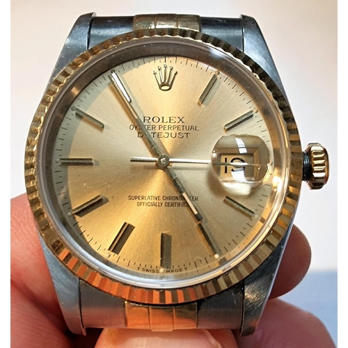 614 - A gent's Rolex Oyster Perpetual Datejust with mixed metal case circa 1995 on Rolex mixed metal brace... 
