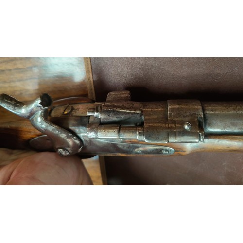 168 - A 19th century Sniders-Patent breech loading percussion rifle, with crown mark to lock, double barre... 