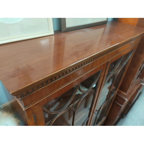 772 - An Edwardian walnut full height bookcase with 2 glazed doors over 2 cupboards and 2 drawers