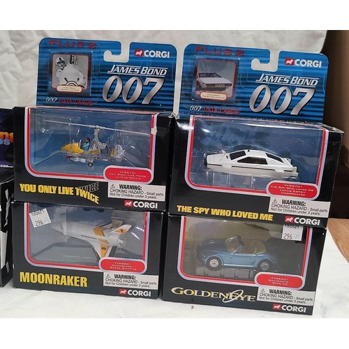 296A - Two originally boxed Corgi James Bond Plus 2 sets, four other boxed Corgi James Bond vehicles and a ... 