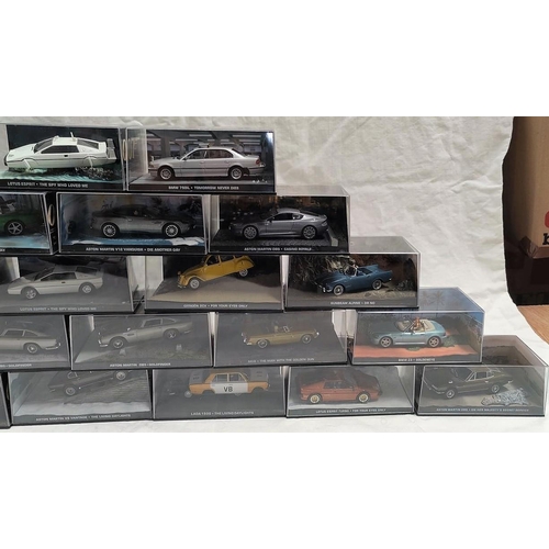 298A - 20 GE Fabbri 'The James Bond Car Collection' diecast vehicles mainly sealed in boxes but no cardboar... 