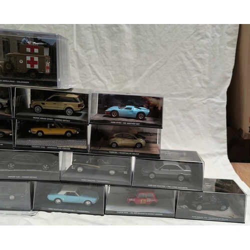 298B - 20 GE Fabbri 'The James Bond Car Collection' diecast vehicles mainly sealed in boxes but no cardboar... 