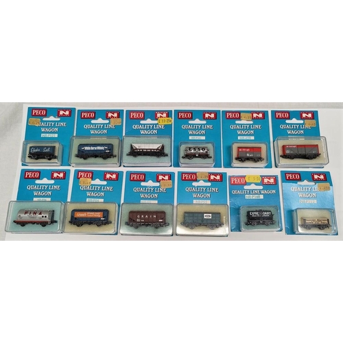 312B - 12 Peco N Guage Quality Line Wagons NR-P121, NR-P69, NR-300, NR-P161, NR-42R, NR-12R, NR-P76, NR-P64... 