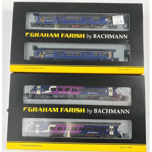 334B - A Graham Farish N gauge originally boxed Class 150/1 First North Western 2 car DMU 371-325 and anoth... 