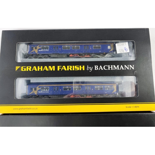 334B - A Graham Farish N gauge originally boxed Class 150/1 First North Western 2 car DMU 371-325 and anoth... 