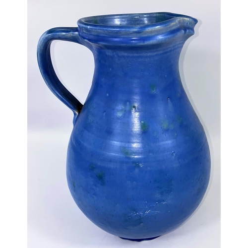 355 - A large blue glazed Studio pottery jug by C.H.Brannam, Barnstaple height 31cm