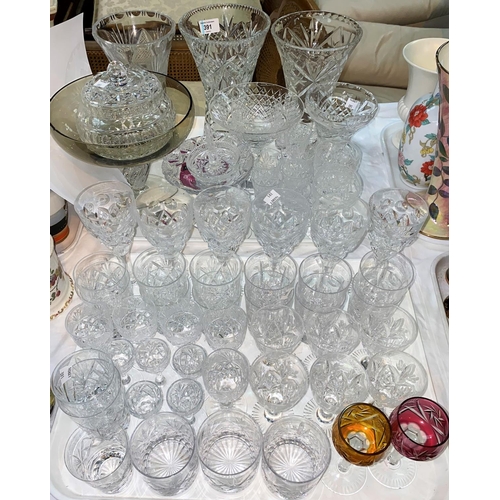 391 - A large selection of cut glassware and drinking glasses including Royal Brierley