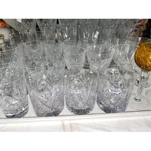 391 - A large selection of cut glassware and drinking glasses including Royal Brierley