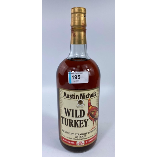 195 - A large bottle of Austin Nichols Wild Turkey Kentucky Straight Bourbon whiskey 8 year old 101% proof... 