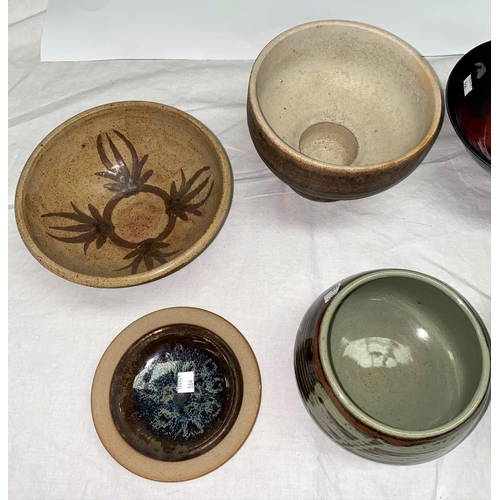 364 - 8 various studio pottery bowls, some with high fired lustre glaze