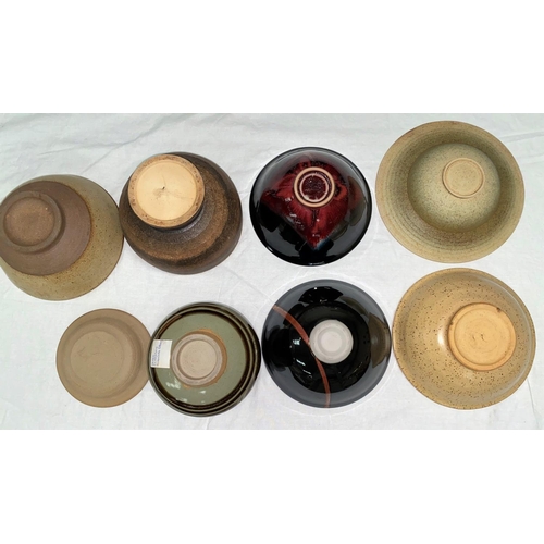 364 - 8 various studio pottery bowls, some with high fired lustre glaze