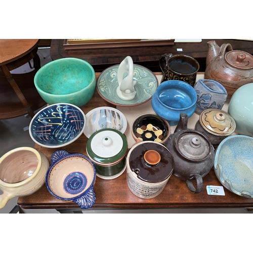 365 - A selection of decorative studio pottery etc