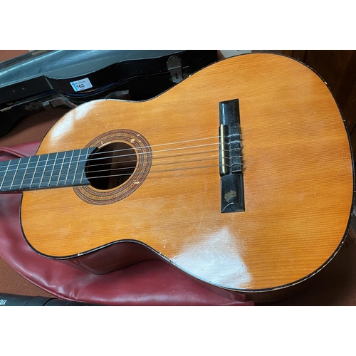 157 - Two acoustic guitars, one nylon strung Hohner and a vintage steel strung