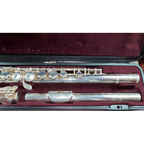 161 - A hard cased Yamaha Nicol plated flute No 211