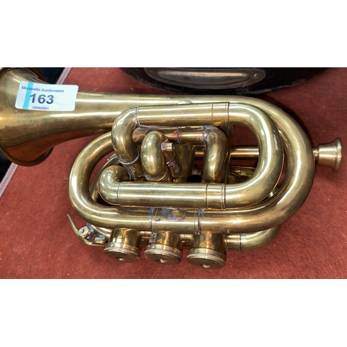 163 - A Boosey and Co miniature cornet 9459 length 23cm