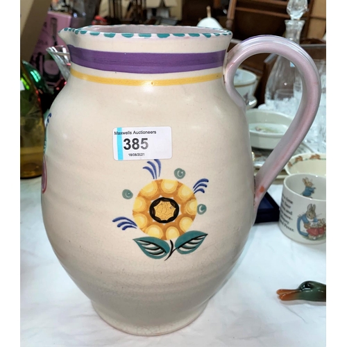 385 - A large 1950's Carter Stabler Adams period Poole jug, ht 27cm (some glaze crazing)