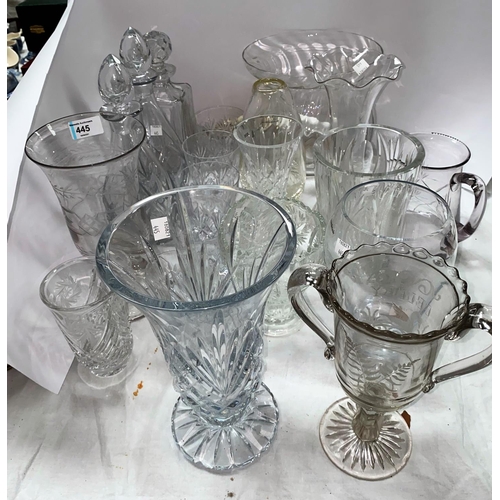 445 - A selection of decanters and other cut glassware