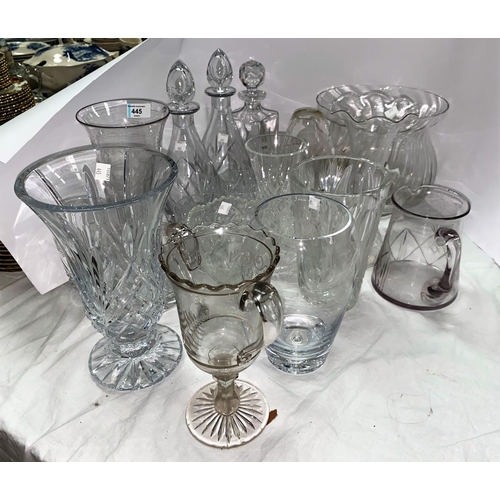 445 - A selection of decanters and other cut glassware