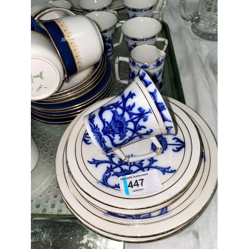 447 - An early 20th century Macintyre part tea service, 33 pieces, with Art Nouveau underglaze blue decora... 