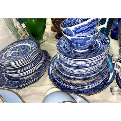 455 - A selection of Spode's Italian; other blue & white pottery; a Sutherland part tea service with japan... 