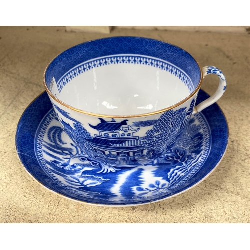 472 - A Copeland china blue & white cup and saucer; similar blue & white china; A 1960's Royal Tuscan Casc... 