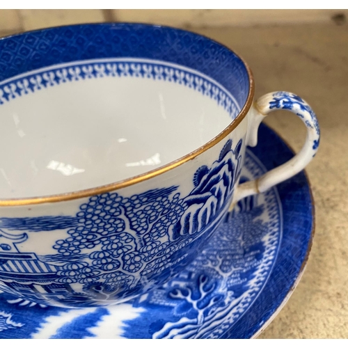 472 - A Copeland china blue & white cup and saucer; similar blue & white china; A 1960's Royal Tuscan Casc... 