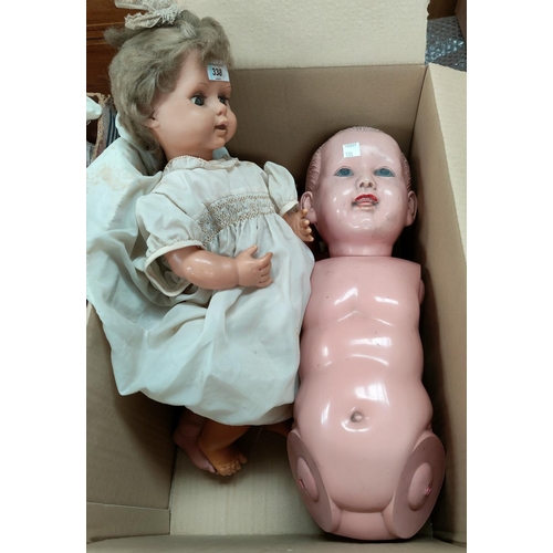 338 - A mid 20th century plastic girl doll with sleeping eyes, moving limbs and string pull voice (not wor... 