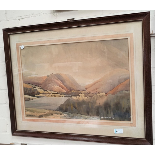 617 - John Birney: Grasmere (September) From Loughrigg, watercolour of a Lake District Scene, 35 x 52cm, f... 
