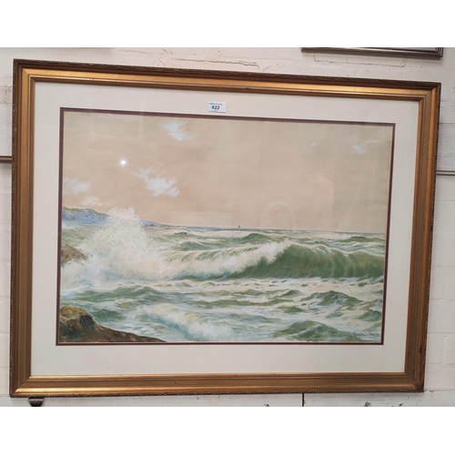 622 - Reginald D Sherrin:  Seascape, watercolour, signed, 49 x 72 cm, framed and glazed