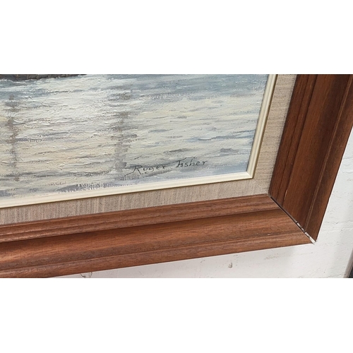 629 - Roger Fisher:  Sailing barges on the Thames, oil on canvas, signed, 52 x 67 cm, framed