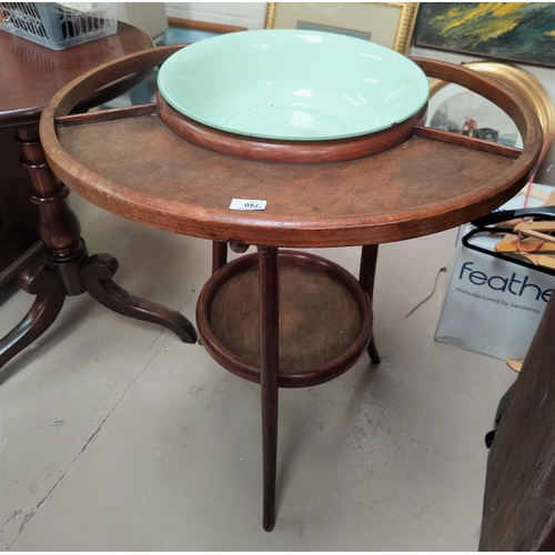 780 - An early 1900's Bentwood washstand with tin washbowl, stamped under
W.BAUMMAN & CO-FRANCAIS FABRIQUE