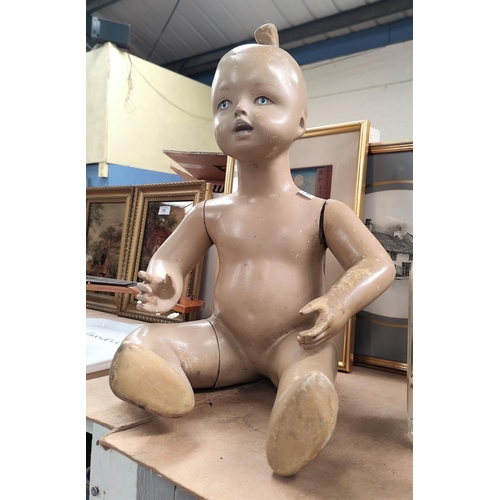 79 - An early to mid 20th century shop mannequin unusually depicting a Japanese child with top know to ha... 