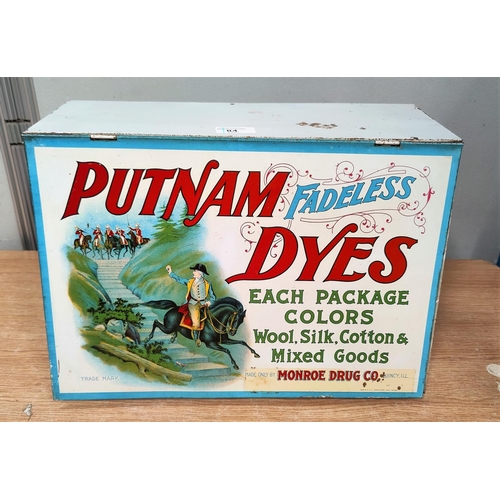 84 - An early 1900's shop advertising cabinet for PUTNAM fadeless DYES made only by MONROE DRUE CO. QUINC... 