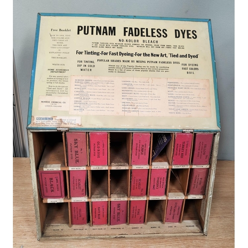 84 - An early 1900's shop advertising cabinet for PUTNAM fadeless DYES made only by MONROE DRUE CO. QUINC... 