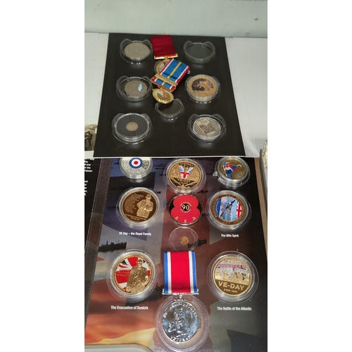 89 - A few silver coins, various medallions, costume jewellery etc