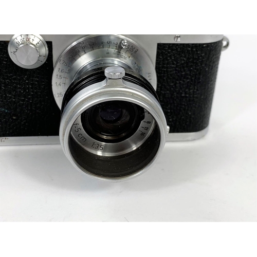 116 - A LEICA 111c chrome 35mm camera c.1950, serial No.515800, with 50mm f3.5 Elmar lens, leather E.R cas... 